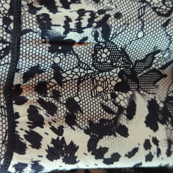 Style & Company Lace Illusion and Leopard Print Tiered A-Line Dress Size L - Picture 4 of 6